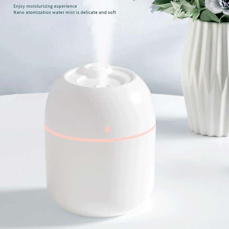 Mini Humidifier USB Small Sprayer Office Air Purifier LED Night Light Atomizer White