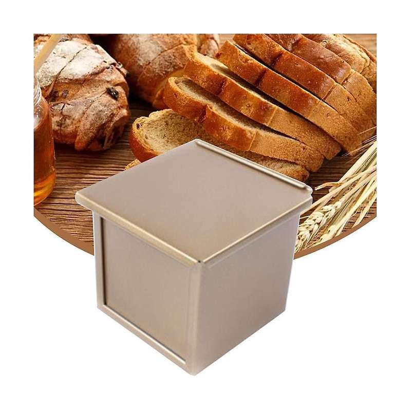 Mini Loaf Pan with Lid, Dough Capacity Non-Stick Rectangle Flat Toast Box for Oven Baking