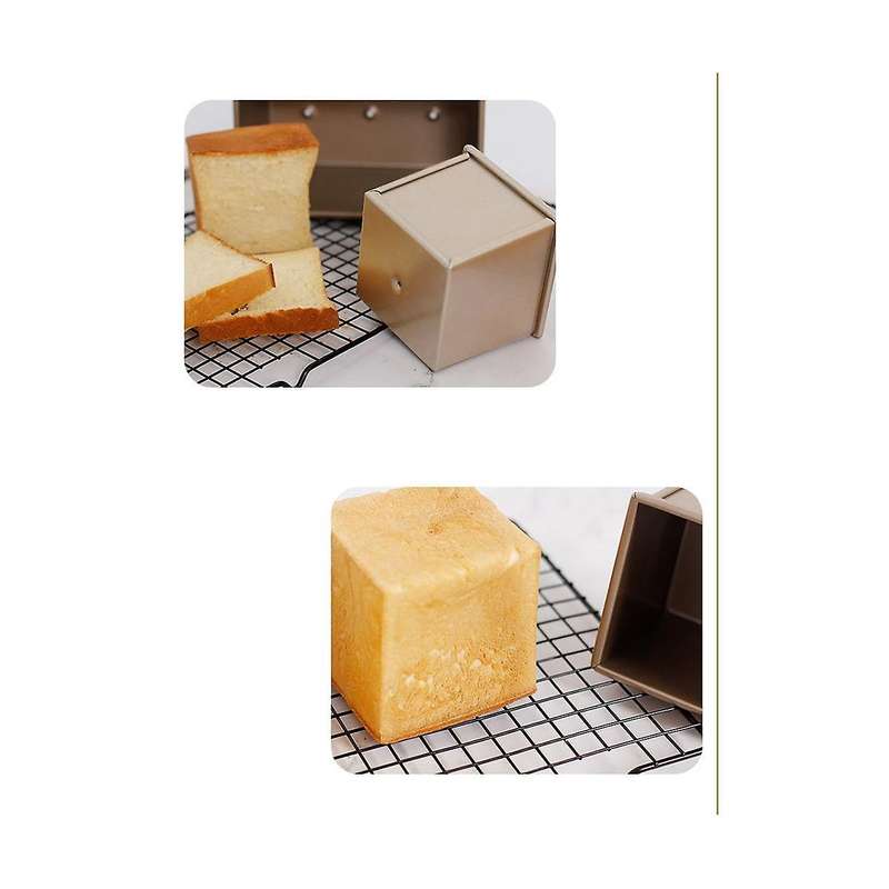 Mini Loaf Pan with Lid, Dough Capacity Non-Stick Rectangle Flat Toast Box for Oven Baking
