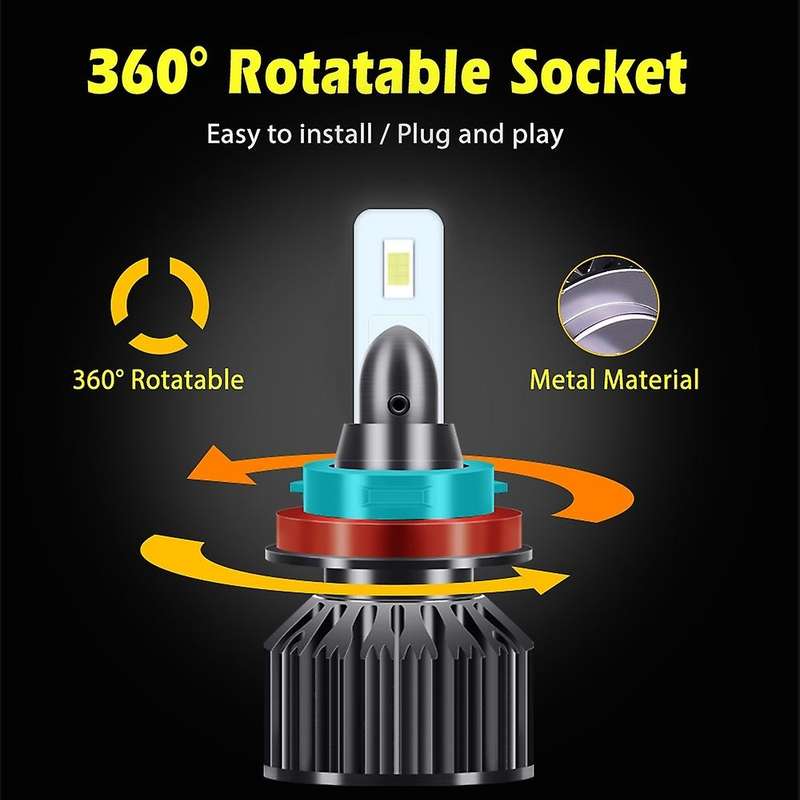 Mini LED Car Headlight Bulb 12000LM 6500K H13 H27 880 HB3 HB4 9007 Running Auto head light lamp H11