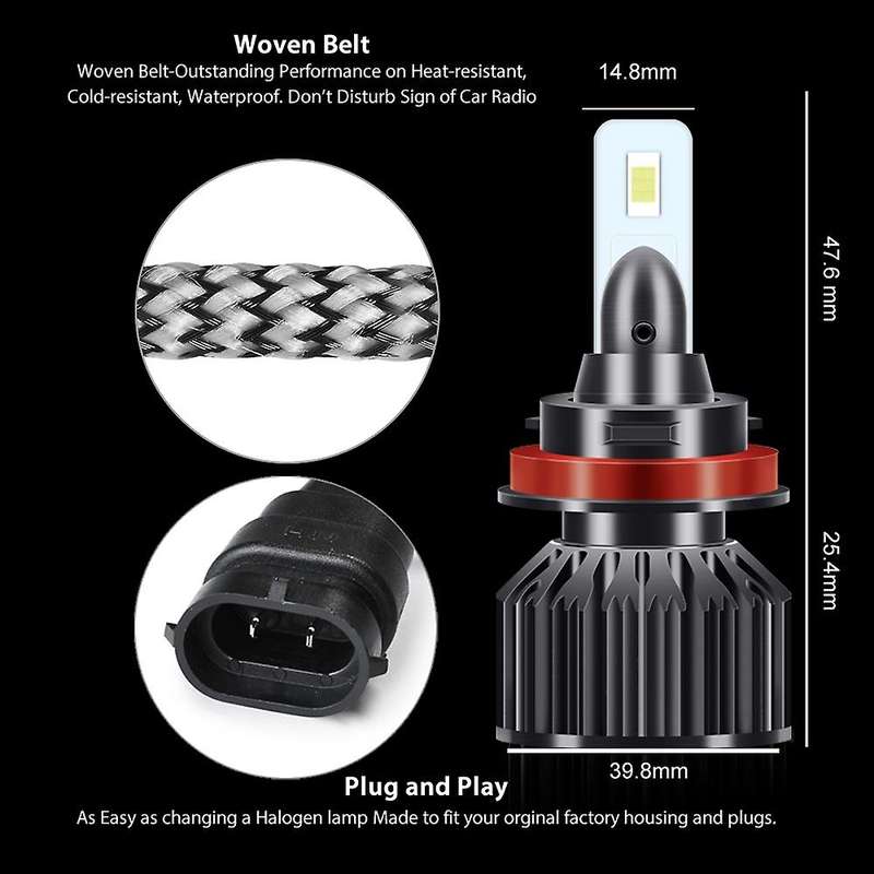 Mini LED Car Headlight Bulb 12000LM 6500K H13 H27 880 HB3 HB4 9007 Running Auto head light lamp H11