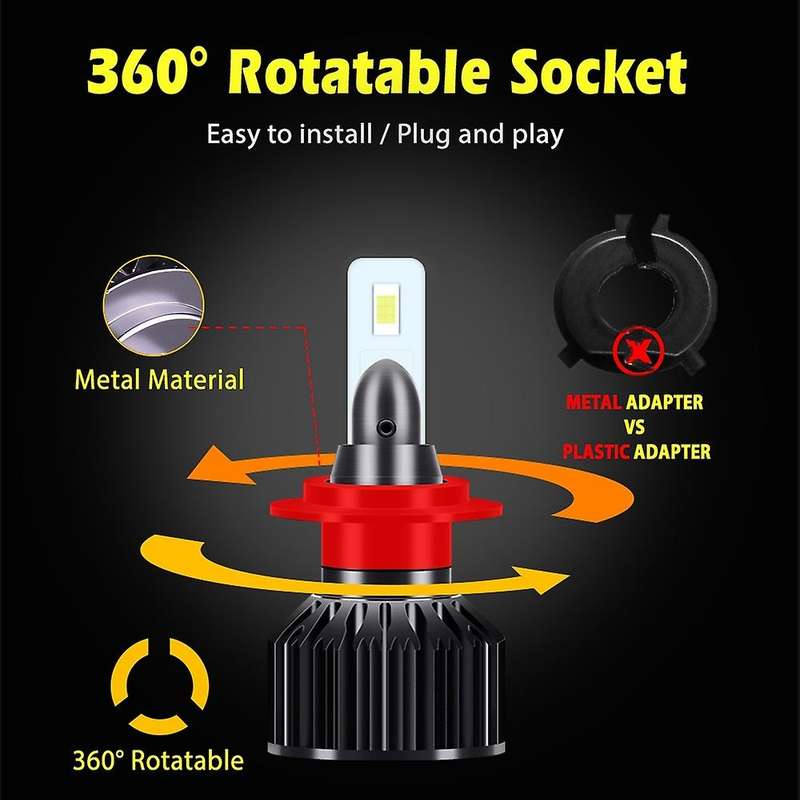 Mini LED Car Headlight Bulb 12000LM 6500K H13 H27 880 HB3 HB4 9007 Running Auto head light lamp 9005