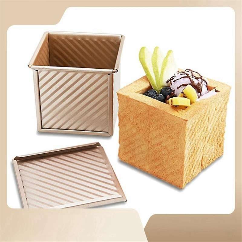 Mini Loaf Pan with Lid, 0.55lb(250g) Dough Capacity Non-stick Square Toast Box for Oven Baking