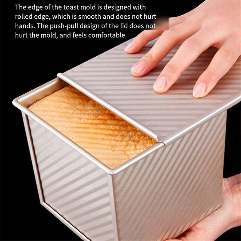 Mini Loaf Pan with Lid, 0.55lb(250g) Dough Capacity Non-stick Square Toast Box for Oven Baking
