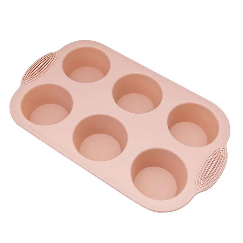 Mini Muffin 6-Hole Silicone Round Mold DIY Cake Cookie Pan Non-Stick Cake Mold Baking Tool 30x20.5x4