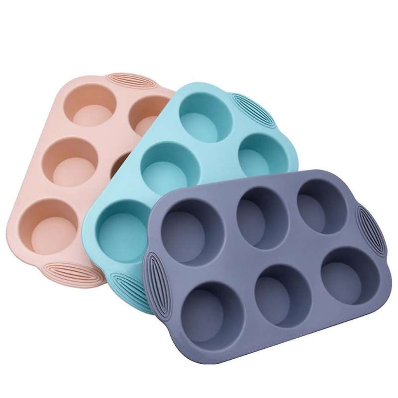 Mini Muffin 6-Hole Silicone Round Mold DIY Cake Cookie Pan Non-Stick Cake Mold Baking Tool 30x20.5x4