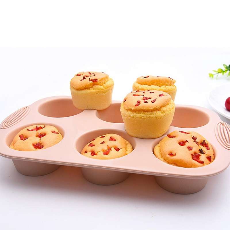 Mini Muffin 6-Hole Silicone Round Mold DIY Cake Cookie Pan Non-Stick Cake Mold Baking Tool 30x20.5x4