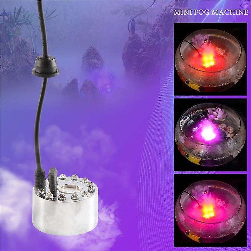 Mini Mist Maker, 12 Led Mister Fogger Water Fountain Pond Fog Machine Atomizer Air Humidifier for H