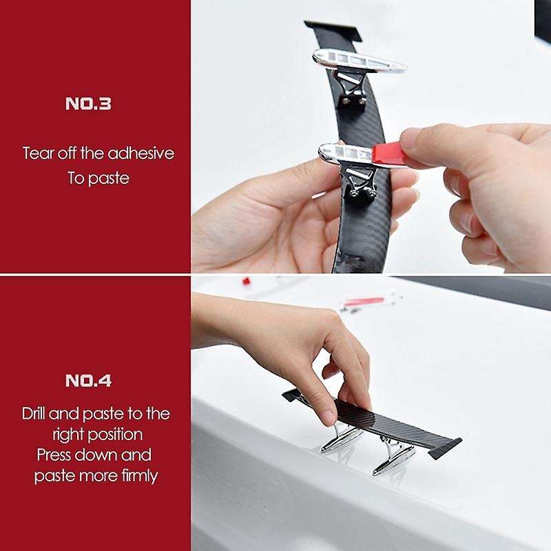 Mini Rear Small Wing Spoiler, 17cm Universal Carbon Fiber Tail Spoiler Wing Decoration Adjustable Ra