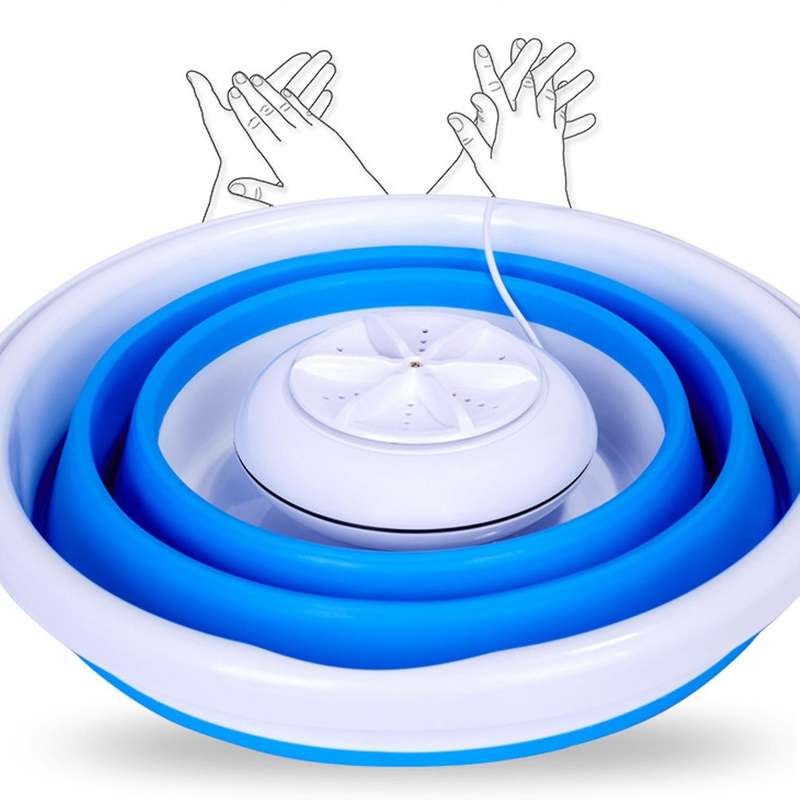 Mini Portable Washing Machine,Ultrasonic Turbines Washer Small Foldable Bucket Washer for Clothes La
