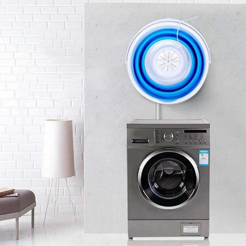 Mini Portable Washing Machine,Ultrasonic Turbines Washer Small Foldable Bucket Washer for Clothes La