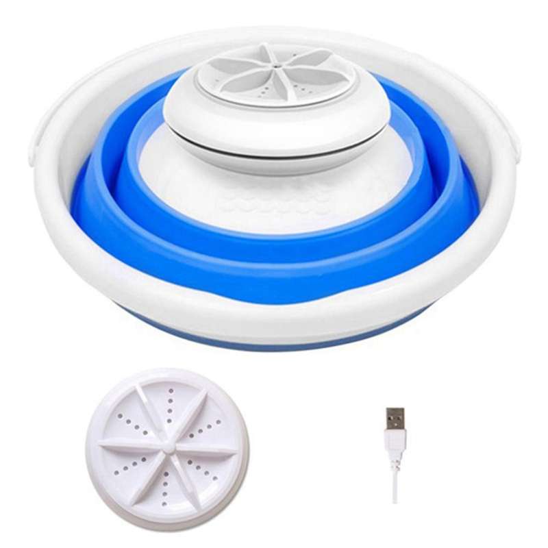 Mini Portable Washing Machine,Ultrasonic Turbines Washer Small Foldable Bucket Washer for Clothes La