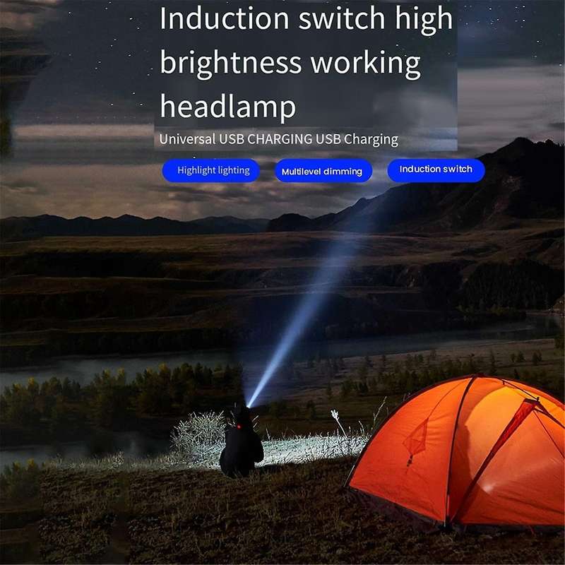 Mini Rechargeable Powerful Sensor Head Light Lamp USB Headlights Camping Search Light LED Head Ligh
