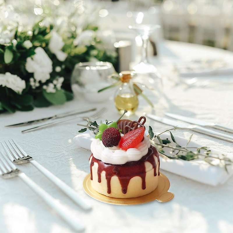 Mini Round Golden Cardboard Cake Base, Mousse Cake Plate, 100 Pieces Cake Paper Plate Round Cardboa