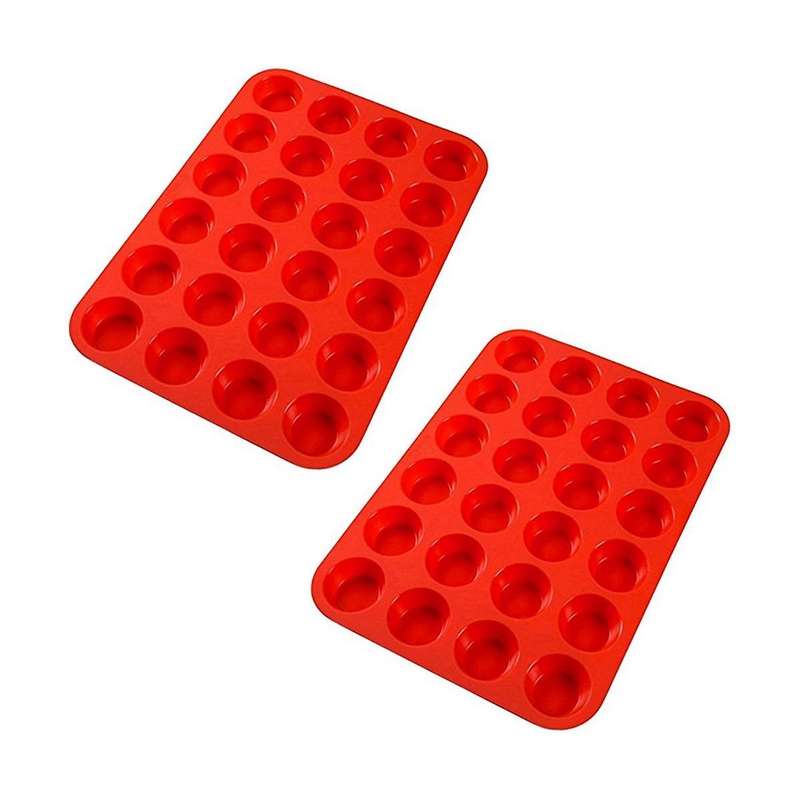 Mini Silicone Cupcake Pan Set, Mini 24 Cups Muffin Pan, Non-stick Silicone Baking Pan, Great for Ma