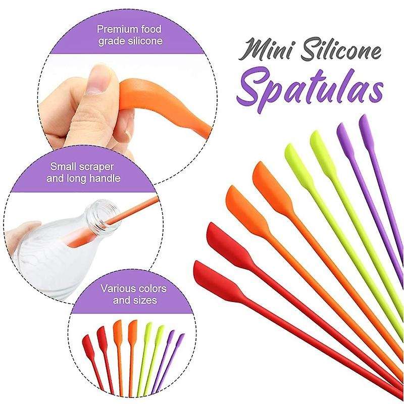 Mini Silicone Spatulas, 8 Pack Small Silicone Makeup Spatulas Last Drop Spatula Scrapers Mini Jar S