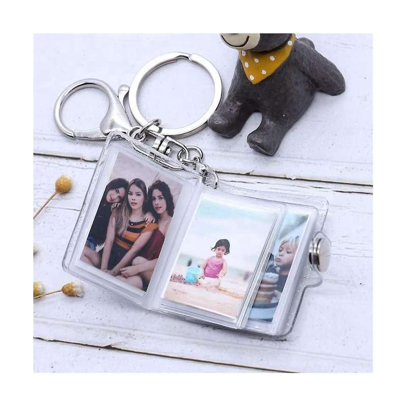 Mini Small Photo Album Keychain 16 Pictures Book Holder Keyring Diy Gifts for Boyfriend Girlfriend