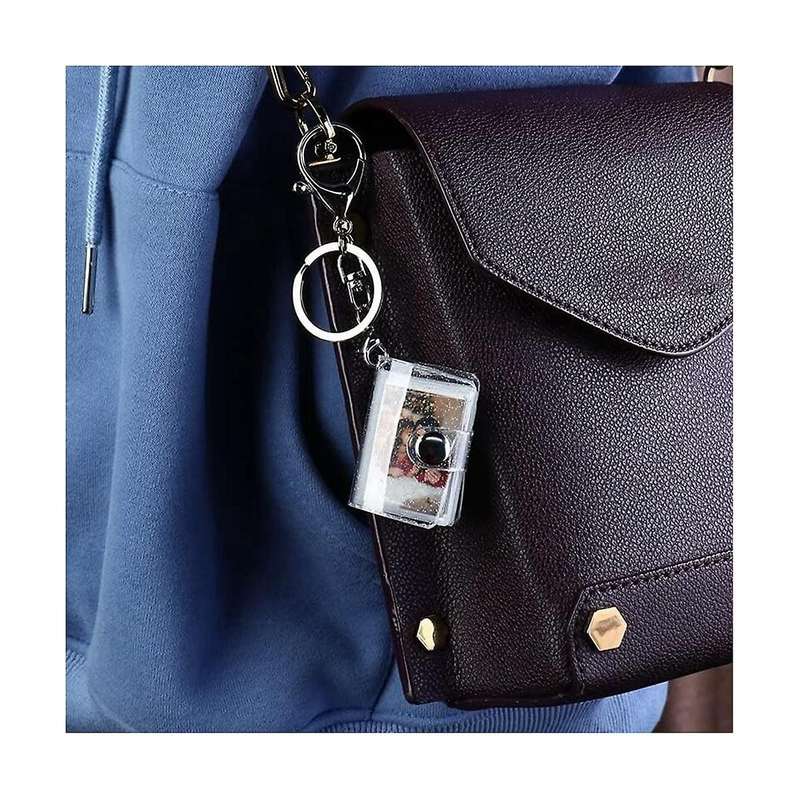 Mini Small Photo Album Keychain 16 Pictures Book Holder Keyring Diy Gifts for Boyfriend Girlfriend