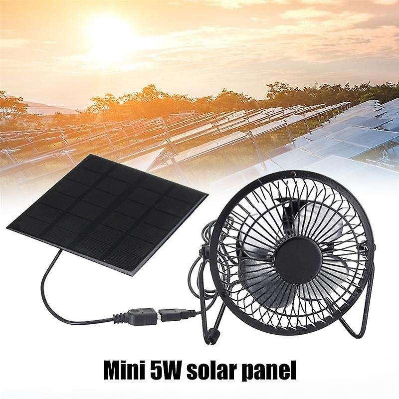 Mini Solar Panel Powered Ventilator Fan Portable 5w 4 Inch Greenhouse Solar for Office Outdoor