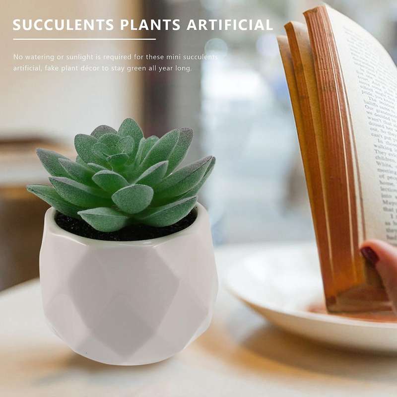 Mini Succulents Artificial Succulents Plants Artificial Mini Geometric Ceramic Plants In Pot,set Of