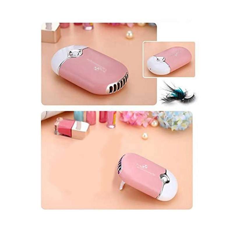 Mini Usb Fan Built-in Lithium Battery Air Conditioning Rechargeable Eyelash Fan (pink)