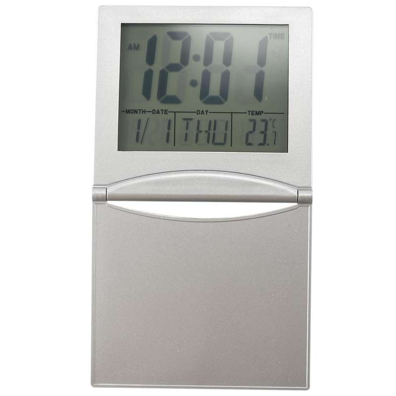 Mini Travel Alarm Clock, Digital Lcd Display Desk Foldable Clocks with Snooze Backlight Temperature
