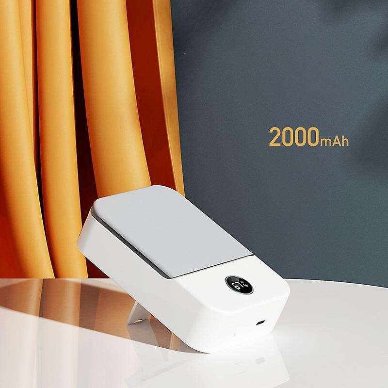Mini Waist Clip On Fan with Display Compatible Outdoor Camping(white)