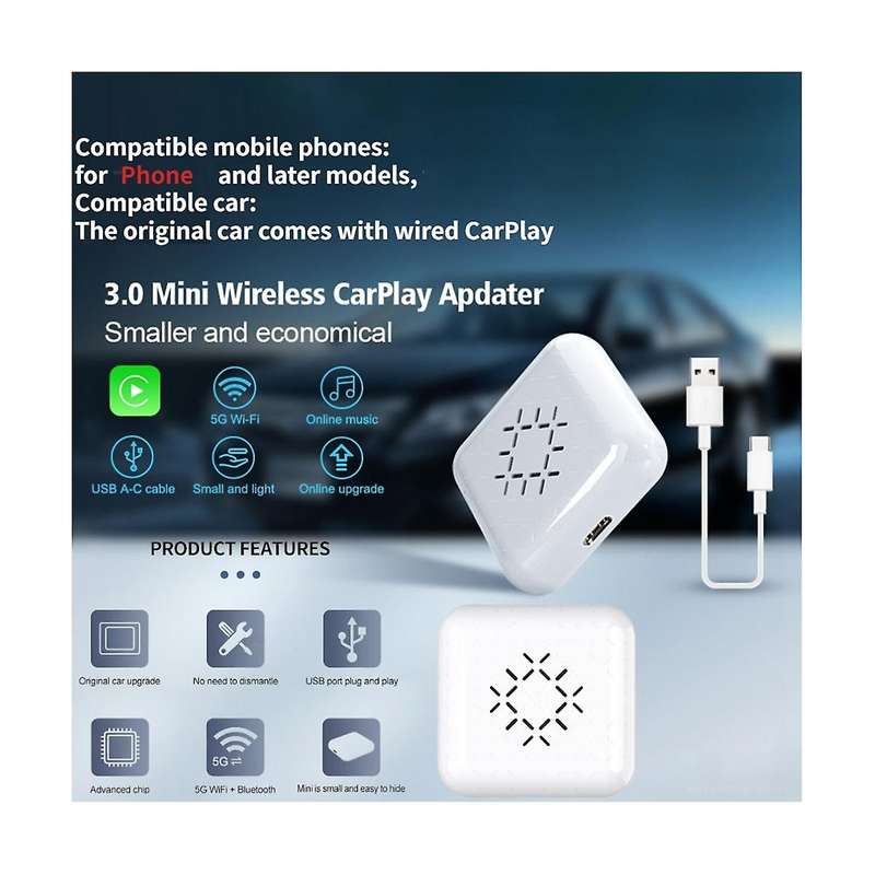 Mini Wireless CarPlay Box for Carplay Android Auto WiFi CarPlay Adapter Automatic Connection Chargin