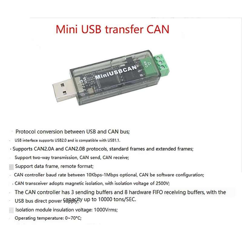 Mini Usbcan Can Analyzer Supports Secondary Development Canopen J1939 Devicenet Usbcan Debugger