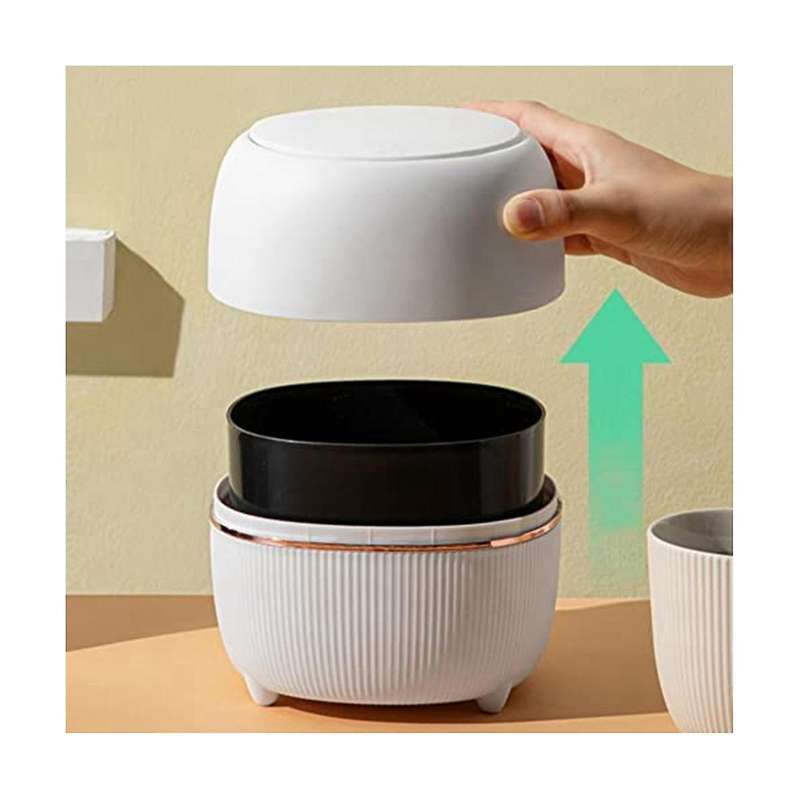 Mini Waste Bin, Table Bin with Lid, Waste Bin, Small for Kitchen, Bathroom, Bed, Office, Desk (whit