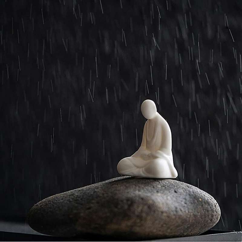 Mini White Ceramic Buddha Statue Meditating Buddha Statue Style Home Decoration Miniature Landscape