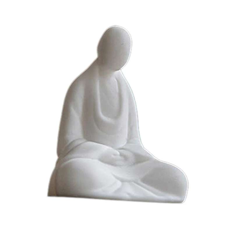 Mini White Ceramic Buddha Statue Meditating Buddha Statue Style Home Decoration Miniature Landscape