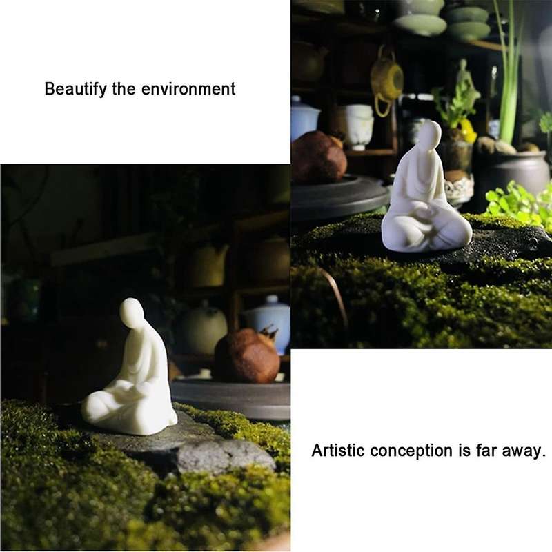 Mini White Ceramic Buddha Statue Meditating Buddha Statue Style Home Decoration Miniature Landscape