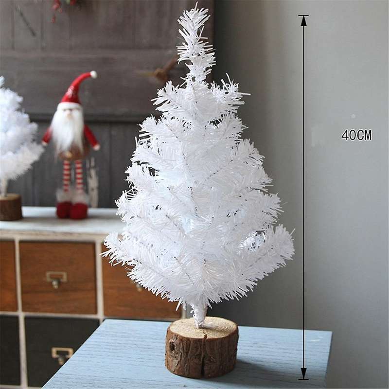 Mini Xmas Tree for Tabletop,White Christmas Small Xmas Tree with Wooden Base for Desktop Home Christ
