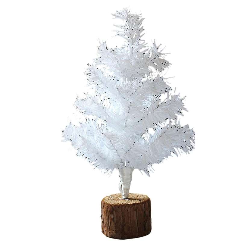 Mini Xmas Tree for Tabletop,White Christmas Small Xmas Tree with Wooden Base for Desktop Home Christ