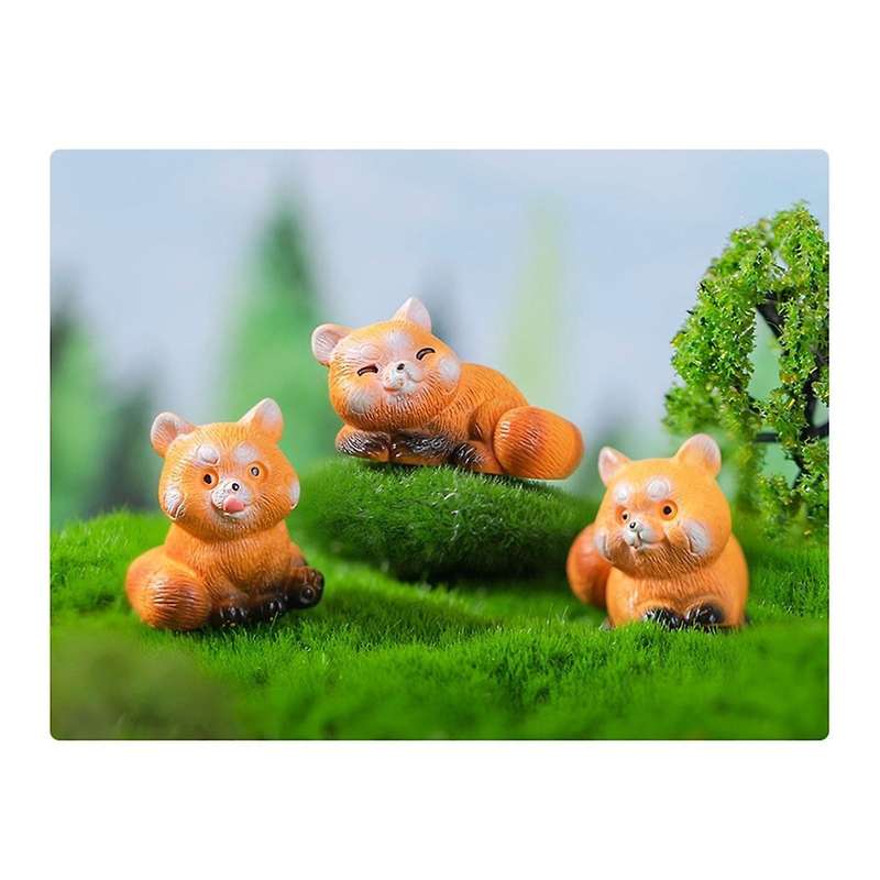 Miniature Small Figurines 1 Inch Cartoon Mini Red Panda Figures Set Cute Resin Animal Cake Toppers