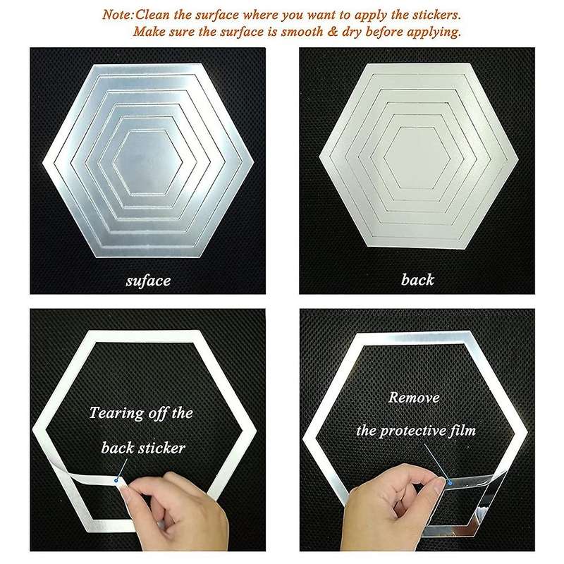 Mirror Wall Decor Hexagon Mirror Tiles Mirror Stickers for Living Room Wall Decor for Wall Mirrors D