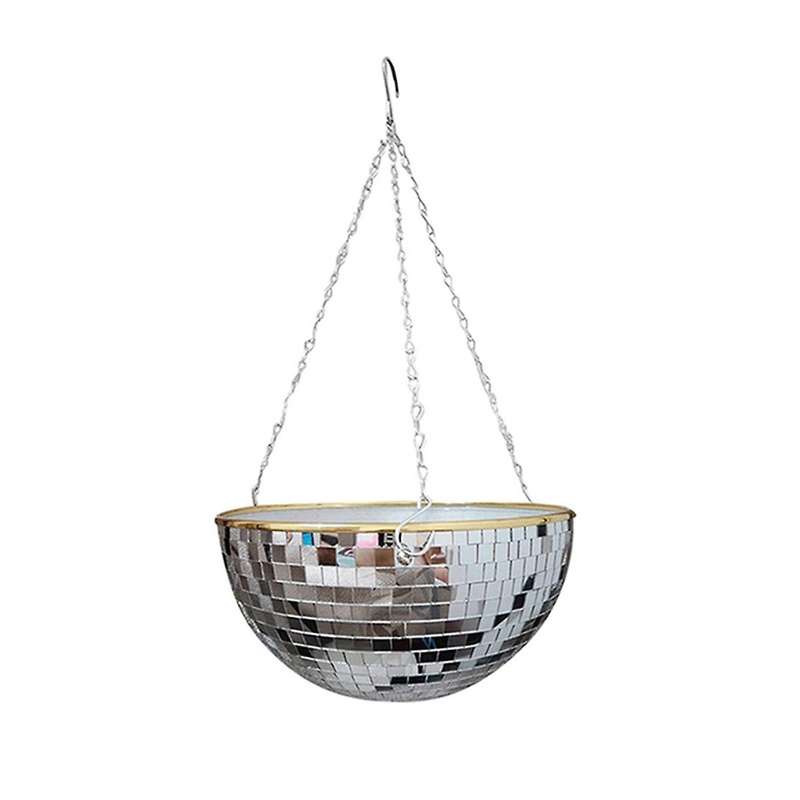Mirror Reflector Garden Pots Planters Disco Ball Outdoor Flower Pots Rope Mirror Hanging Basket Wall