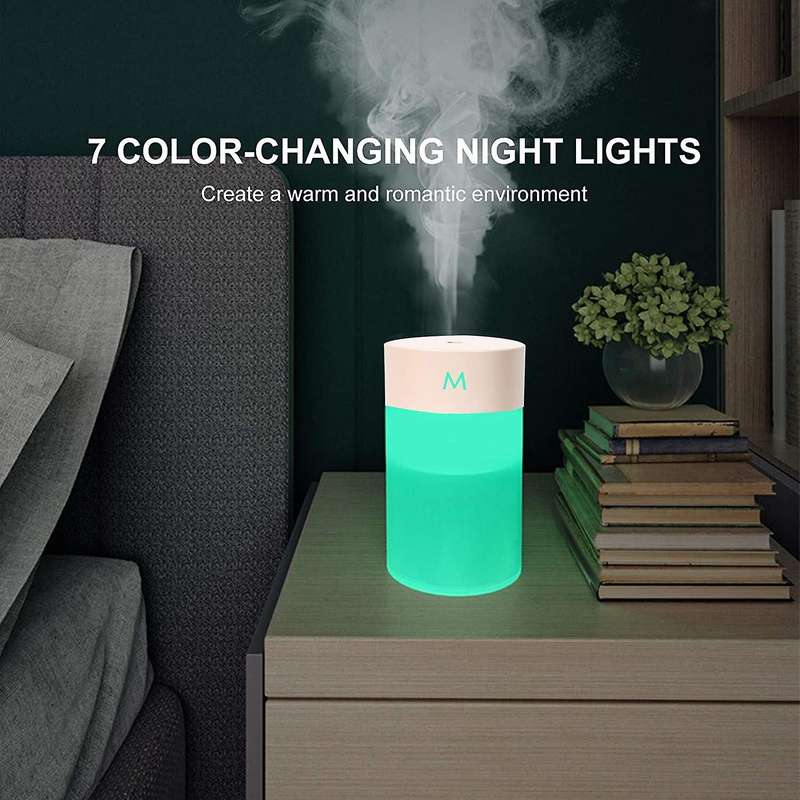 Mist Humidifier,Portable Colorful Night Light Quiet Humidifier Desktop USB Powered Auto-Off Humidif