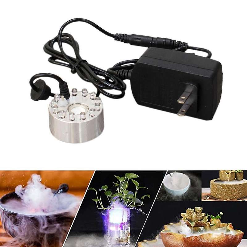 Mist Maker 12 Led Mister Fogger Water Fountain Pond Fog Machine Atomizer Air Humidifier Indoor Foun