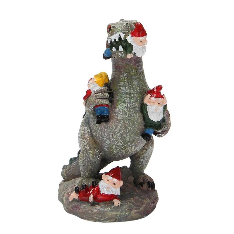 Mischievous Cat Dinosaur Garden Eating Gnome Statue Resin Figurine Best Art Decor for Indoor Outdoor