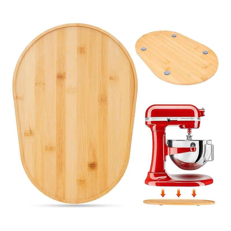 Mixer Sliding Slider Compatible Bowl Lift Mixer - Bamboo Kitchen Countertop Storage Mover Sliding Ca