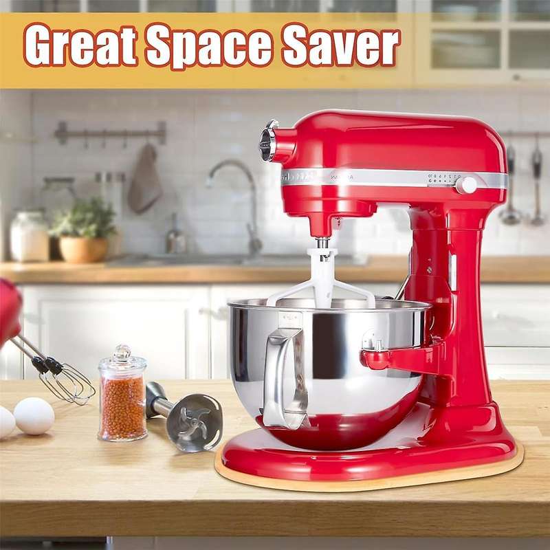 Mixer Sliding Slider Compatible Bowl Lift Mixer - Bamboo Kitchen Countertop Storage Mover Sliding Ca