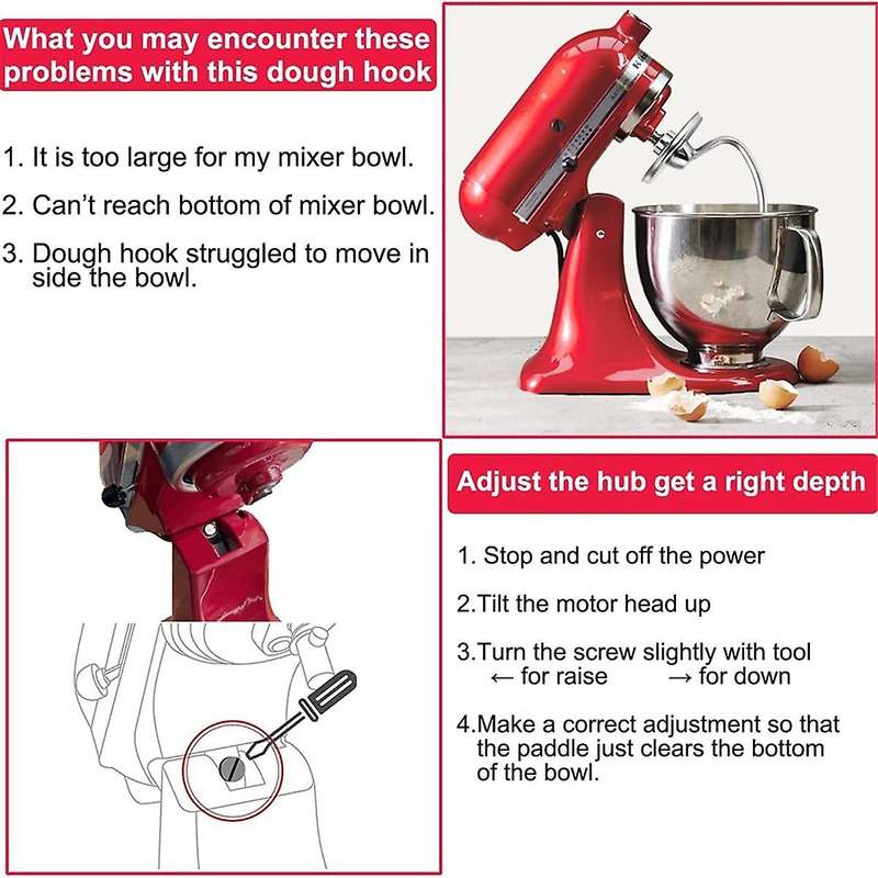 Mixers Accessories K45WW Wire Whip K45DH Dough Hook Attachment for 4.5-5Q Tilt-Head Stand Mixer Atta
