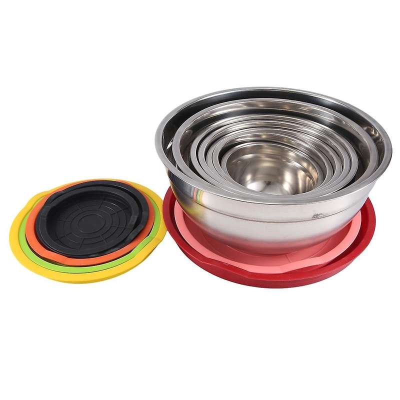 Mixing Bowls with Lids Set, 7PCS Stainless Steel Mixing Bowls, Metal Nesting Storage Bowls for Kitch