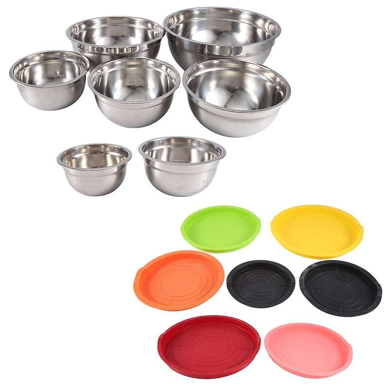 Mixing Bowls with Lids Set, 7PCS Stainless Steel Mixing Bowls, Metal Nesting Storage Bowls for Kitch