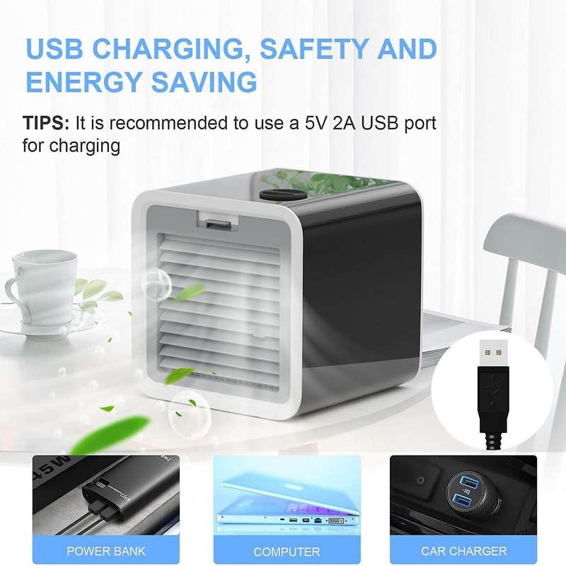 Mobile Air Conditioners, Mini Air Cooler, Humidifier and Air Purifier,with Water Tank and 3 Power Le