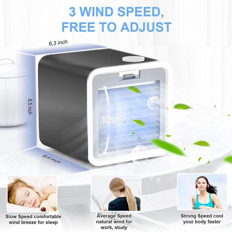 Mobile Air Conditioners, Mini Air Cooler, Humidifier and Air Purifier,with Water Tank and 3 Power Le