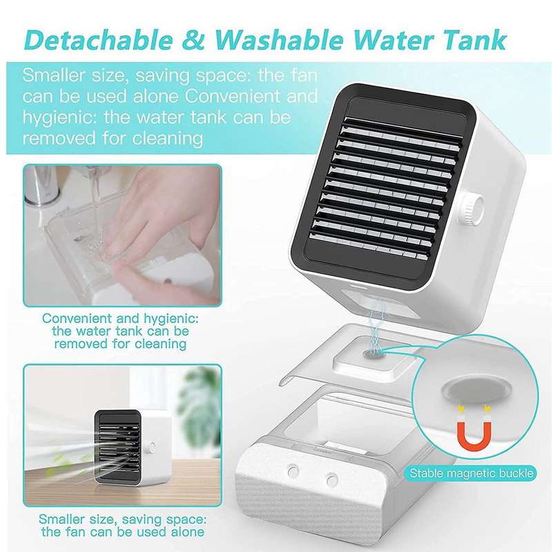 Mobile Air Conditioner Mini Air Cooler, 4-In-1 Quiet Air Conditioner Air Cooler with 7 Colored Light