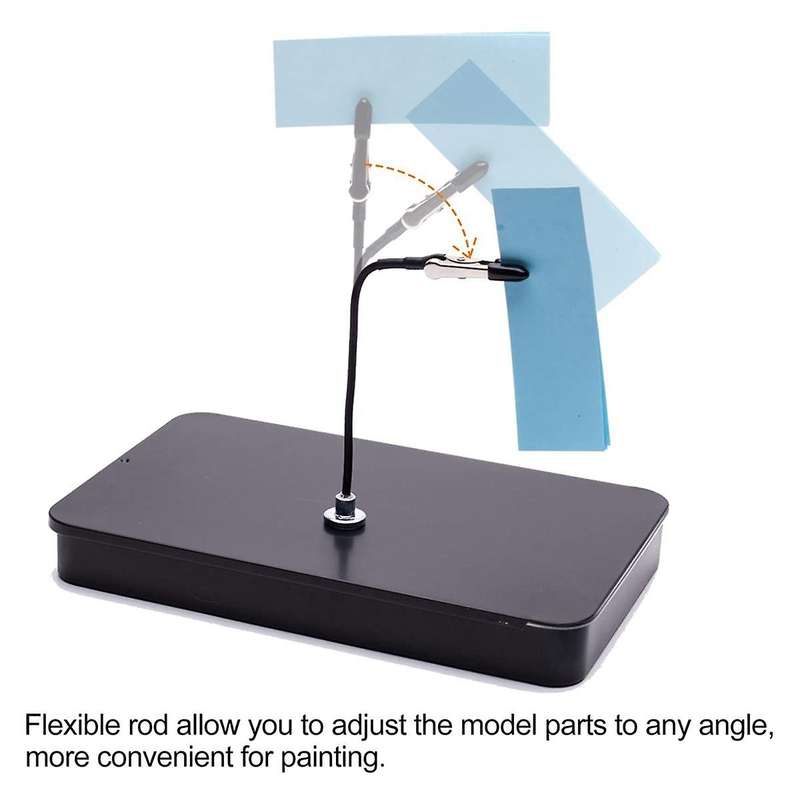 Model Painting Stand Base Holder and 12pcs Magnetic Bendable Alligator Clip Sticks Set Modeling Too